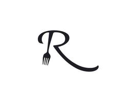 ilustración abstracta letra r combinar cuchara tenedor para inspiración de diseño de logotipo de restaurante vector