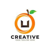 Letter U logo in fresh Orange Fruit with Modern Style. Brand Identity Logos Designs Vector Illustration Template