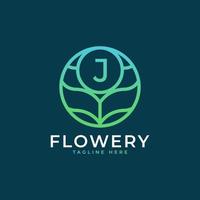 Flower Initial Letter J Logo Design Template Element. Eps10 Vector