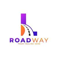 Initial L Road Way Logo Design Icon Vector Graphic. Concept of Destination, Address, Position and Travel