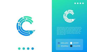 Creative Tech Pencil Letter C Logo Design Template Element vector