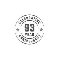 93 Year Anniversary Celebration Emblem Badge with Gray Color for Celebration Event, Wedding, Greeting card, and Invitation Isolated on White Background vector