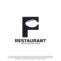 logotipo del restaurante. letra inicial f con tenedor de cuchara para plantilla de diseño de icono de logotipo de restaurante vector