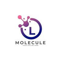 Medical Logo. Initial Letter L Molecule Logo Design Template Element. vector