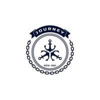 Vintage Nautical Anchor Emblem. Anchor Marine Badges Ship Boat Logo Design Template Element vector