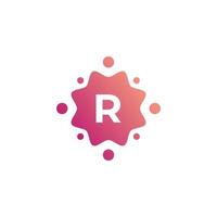 Smart and Creative Letter R Logo Design Template with  Dots or Points. Geometric Dot Circle Science Medicine Sign. Universal Energy Tech Planet Star Atom Vector Icon Element