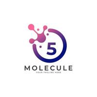 Medical Logo. Number 5 Molecule Logo Design Template Element. vector