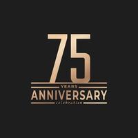 75 Year Anniversary Celebration with Thin Number Shape Golden Color for Celebration Event, Wedding, Greeting card, and Invitation Isolated on Dark Background vector