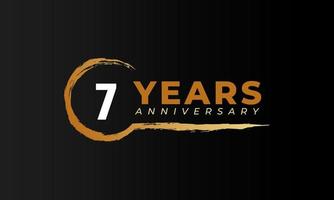 7 Year Anniversary Celebration with Circle Brush in Golden Color. Happy Anniversary Greeting Celebrates Event Isolated on Black Background vector