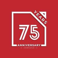 Diseño de estilo de logotipo de celebración de aniversario de 75 años con número vinculado en cuadrado aislado sobre fondo rojo. feliz aniversario saludo celebra evento diseño ilustración vector