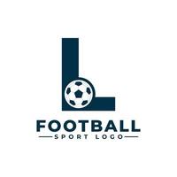 letra l con diseño de logo de balón de fútbol. elementos de plantilla de diseño vectorial para equipo deportivo o identidad corporativa. vector