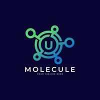 Medical Logo. Initial Letter U Molecule Logo Design Template Element. vector