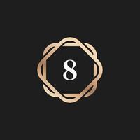 Number 8 Logo Icon with Pattern Vector Element