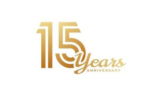15 Year Anniversary Celebration with Handwriting Golden Color for Celebration Event, Wedding, Greeting card, and Invitation Isolated on White Background vector