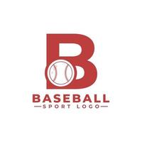 letra b con diseño de logotipo de béisbol. elementos de plantilla de diseño vectorial para equipo deportivo o identidad corporativa. vector