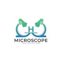 Laboratory Logo. Initial Letter H Microscope Logo Design Template Element. vector