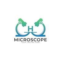 Laboratory Logo. Initial Letter H Microscope Logo Design Template Element. vector