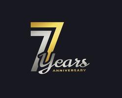 7 Year Anniversary Celebration with Handwriting Silver and Gold Color for Celebration Event, Wedding, Greeting card, and Invitation Isolated on Dark Background vector