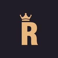 Luxury Vintage Initial Letter R Throne with Crown Classic Premium Label Logo Design Inspiration vector