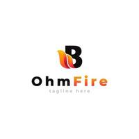 Initial Letter B with Flame Fire Logo Design Inspiration