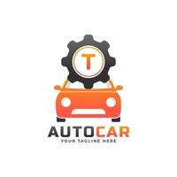 Letter T with Car Maintenance Vector. Concept Automotive Logo Design of Sports Vehicle. vector
