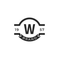 elemento de plantilla de diseño de logotipo vintage insignia letra w. adecuado para identidad, etiqueta, insignia, café, vector de icono de hotel