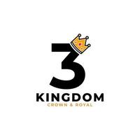 Number 3 with Crown Logo Branding Identity Logo Design Template vector