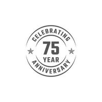 Insignia de emblema de celebración de aniversario de 75 años con color gris para evento de celebración, boda, tarjeta de felicitación e invitación aislada en fondo blanco vector