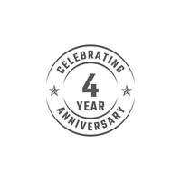 4 Year Anniversary Celebration Emblem Badge with Gray Color for Celebration Event, Wedding, Greeting card, and Invitation Isolated on White Background vector