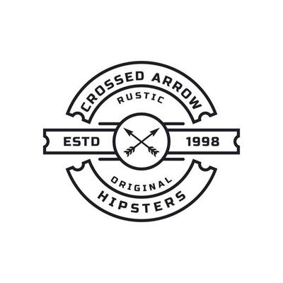 Vintage Retro Badge for Crossed Arrows Rustic Hipster Stamp Logo Design Template Element