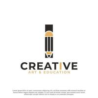 Initial Letter I with Pencil Logo Design Icon Template Element vector