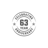 63 Year Anniversary Celebration Emblem Badge with Gray Color for Celebration Event, Wedding, Greeting card, and Invitation Isolated on White Background vector