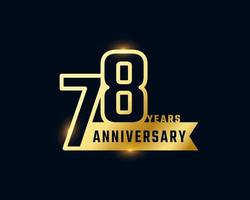 78 Year Anniversary Celebration with Shiny Outline Number Golden Color for Celebration Event, Wedding, Greeting card, and Invitation Isolated on Dark Background vector