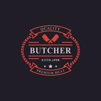 Vintage Retro Badge for Butcher Shop with Crossed Cleavers Logo Design Template Element vector