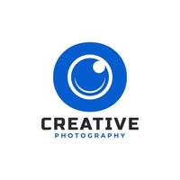 Letter O with Camera Lens Logo Design. Creative Letter Mark Suitable for Company Brand Identity, Entertainment, Photography, Business Logo Template vector