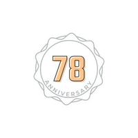 Insignia de vector de celebración de aniversario de 78 años. saludo de feliz aniversario celebra ilustración de diseño de plantilla