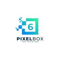 diseño inicial del logotipo de píxel digital número 6. forma geométrica con puntos de píxeles cuadrados. utilizable para logotipos de negocios y tecnología vector