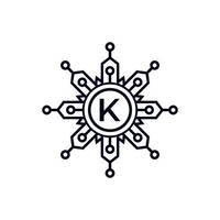 Technology Initial Letter K Circle Logo Design Template Element. vector