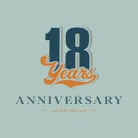 18 Year Anniversary Celebration Nostalgic with Handwriting in Retro Style for Celebration Event, Wedding, Greeting card, and Invitation Isolated on Green Background vector