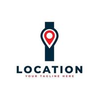 Elegant Letter I Geotag or Location Symbol Logo. Red Shape Point Location Icon. Usable for Business and Technology Logos. Flat Vector Logo Design Ideas Template Element.