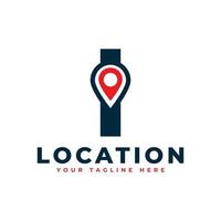 Elegant Letter I Geotag or Location Symbol Logo. Red Shape Point Location Icon. Usable for Business and Technology Logos. Flat Vector Logo Design Ideas Template Element.