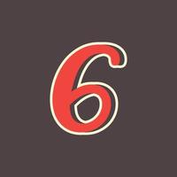 Retro Number 6 Logo in Vintage Western Style with Double Layer. Usable for Vector Font, Labels, Posters etc