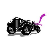 vintage coupe car or roadster with scarf vector