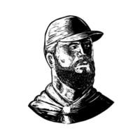 Bearded chef woodcut vector