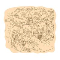 Medieval Fantasy Map Drawing vector