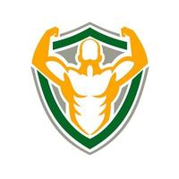 Strongman Flexing Muscles Crest Icon vector
