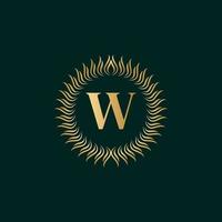 Emblem Letter W Weaving Circle Monogram Graceful Template. Simple Logo Design for Luxury Crest, Royalty, Business Card, Boutique, Hotel, Heraldic. Calligraphic Vintage Border. Vector Illusration