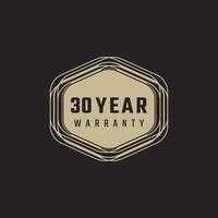 30 Year Anniversary Warranty Celebration with Golden Color for Celebration Event, Wedding, Greeting card, and Invitation Isolated on Black Background vector