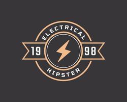 Hipster Vintage Retro Rustic Label Badge for Electric Bolt Flash Storm Stamp Logo Design Inspiration vector