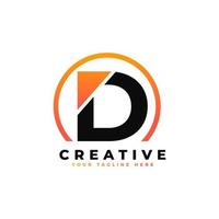 Letter D Logo Design with Black Orange Color and Circle. Cool Modern Icon Letters Logo Vector. vector